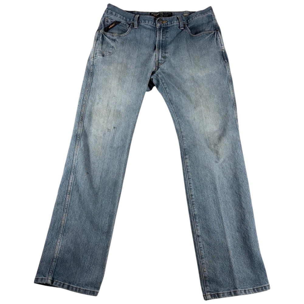 Ariat Rebar M4 Relaxed Fit Bootcut Jeans Mens 36x34 Blue Denim Light Wash Casual